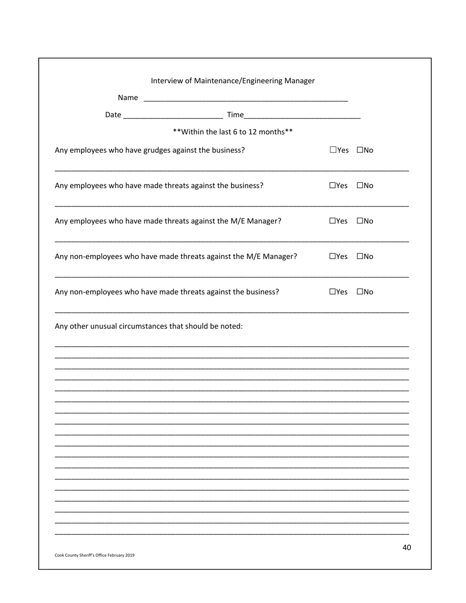 Business Safety Plan Workbook - Cook County, Illinois, Page 40