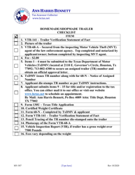 Document preview: Form MV-507 Homemade/Shopmade Trailer Checklist - Harris County, Texas