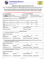 Form TS-1 &quot;Application for Motor Vehicle Title Service License&quot; - Harris County, Texas