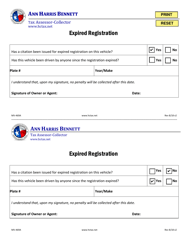 Document preview: Form MV-469A Expired Registration Affidavit - Harris County, Texas