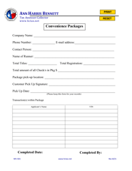 Document preview: Form MV-501 Convenience Packages - Harris County, Texas