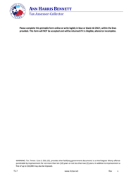 Document preview: Form TS-7 Statement to Voluntarily Relinquish a Title Service and/or Runner's License - Harris County, Texas