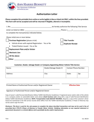 Form TS-8 &quot;Authorization Letter&quot; - Harris County, Texas