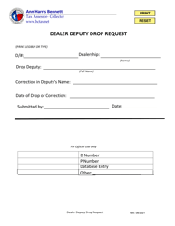 Document preview: Dealer Deputy Drop/Correction Request - Harris County, Texas