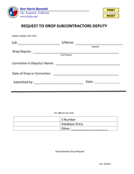 Document preview: Request to Drop Subcontractors Deputy - Harris County, Texas