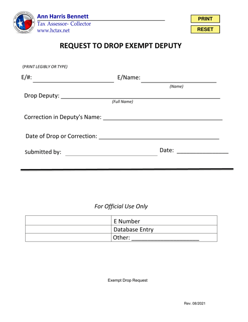 Request to Drop Exempt Deputy - Harris County, Texas