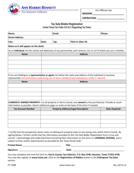 Form PT-TSBR &quot;Tax Sale Bidder Registration&quot; - Harris County, Texas