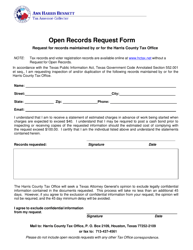 &quot;Open Records Request Form&quot; - Harris County, Texas