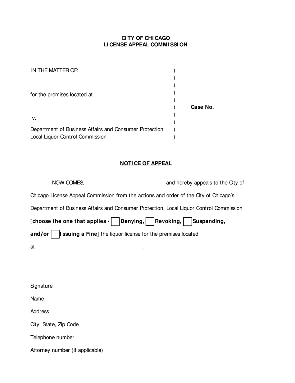 Notice of Appeal - City of Chicago, Illinois, Page 1