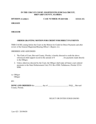 Document preview: Form LAW423 Order Granting Motion for Credit for Direct Payments - Brevard County, Florida