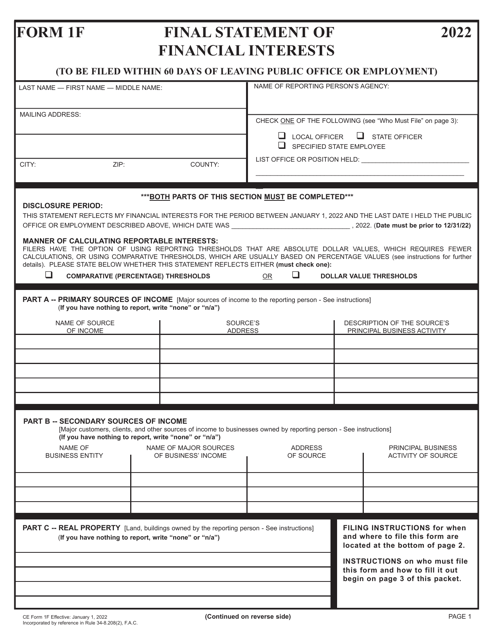 CE Form 1F 2022 Printable Pdf