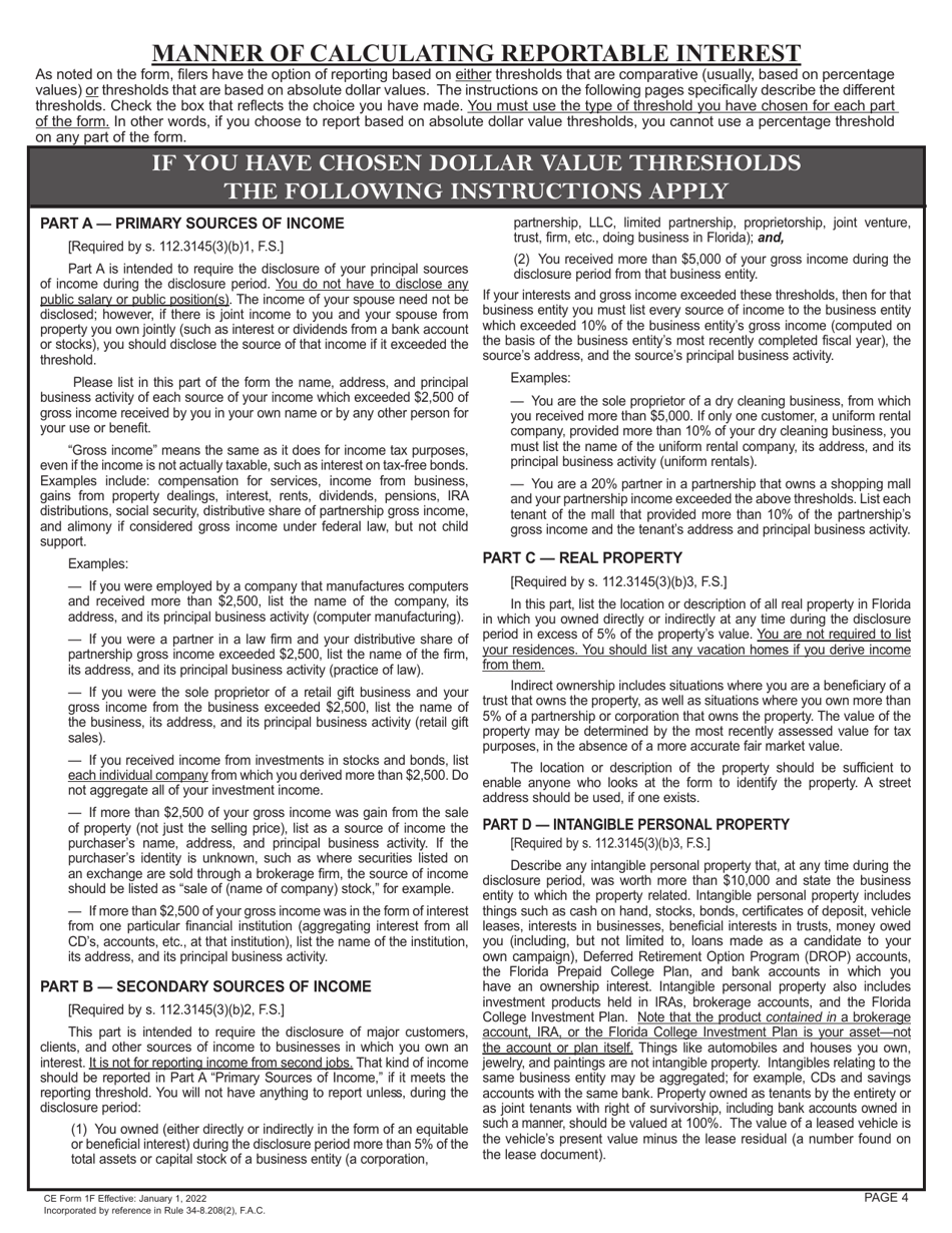CE Form 1F Final Statement of Financial Interests - Florida, Page 4