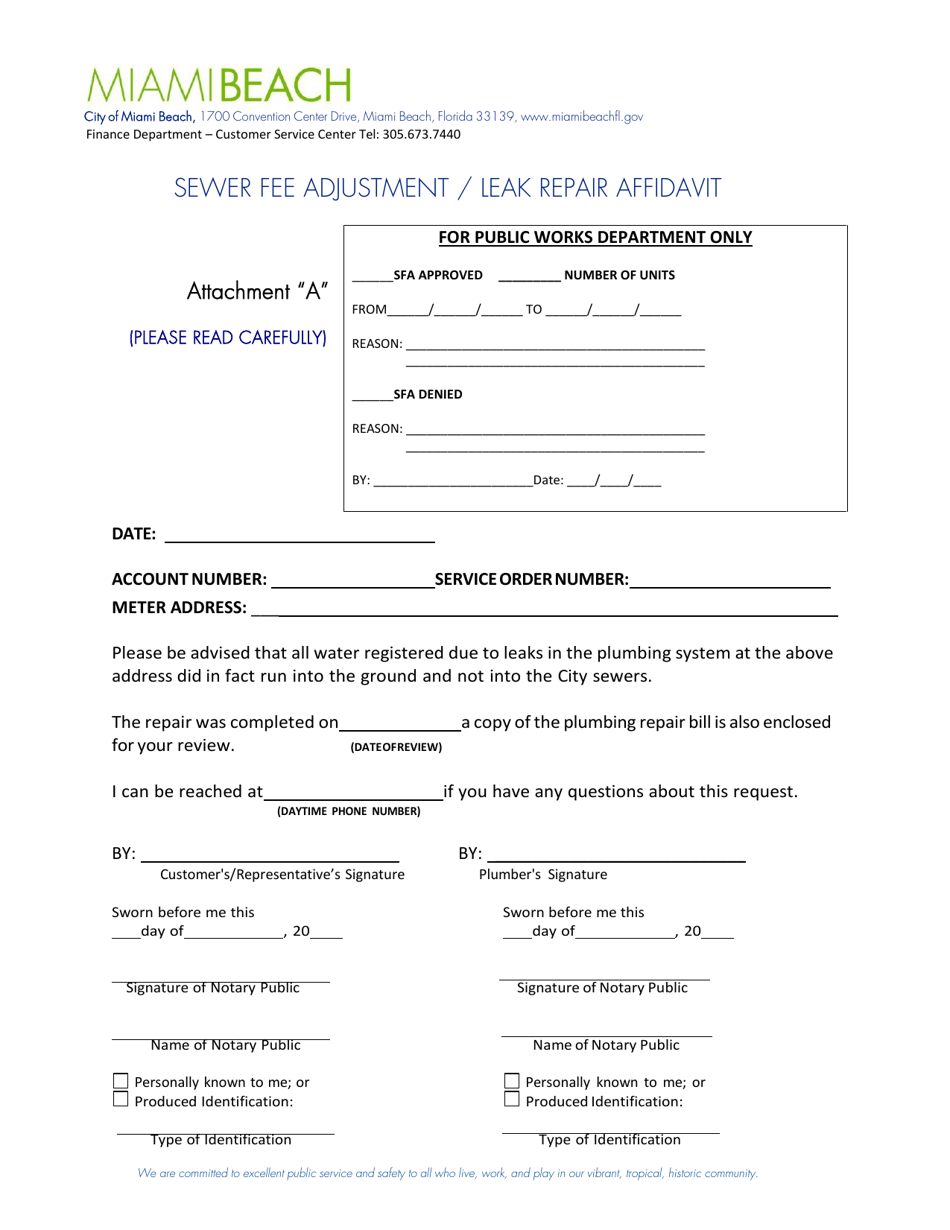 Sewer Fee Adjustment - Leak - City of Miami Beach, Florida, Page 2