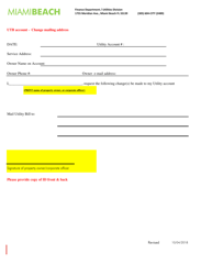 Document preview: Utb Account - Change of Mailing Address - City of Miami Beach, Florida