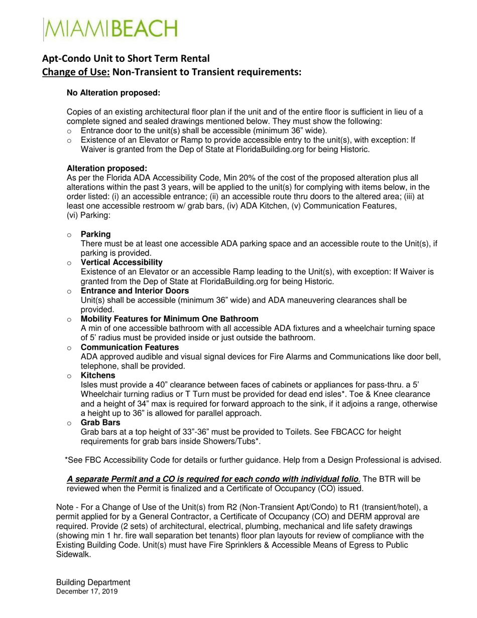 Form OCC-1 Certificate of Use (Cu), Annual Fire Inspection Fee  Business Tax Application - City of Miami Beach, Florida, Page 4