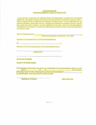 Document preview: Concessionaire Acknowledgement and Authorization - City of Miami Beach, Florida