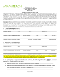 Document preview: Lobbyist Registration Form - City of Miami Beach, Florida