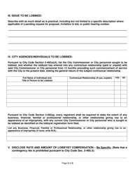 Lobbyist Registration Form - City of Miami Beach, Florida, Page 2