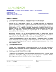 Lobbyist Registration Form - City of Miami Beach, Florida, Page 5