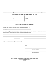 Document preview: Form CCG0095 Administrative Refund Approval - Cook County, Illinois