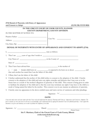 Document preview: Form CCCO0026 Denial of Paternity With Entry of Appearance and Consent to Adopt - Cook County, Illinois