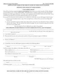 Document preview: Form CCSD0003 Affidavit for Change of Name/Address - Unclaimed Check - Cook County, Illinois