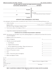 Document preview: Form CCM0057 Affidavit for Garnishment (Non-wage) - Municipal - Cook County, Illinois