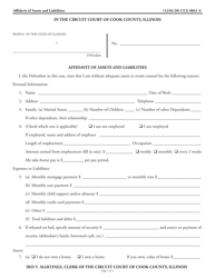 Form CCG0041 Affidavit of Assets and Liabilities (For Court Appointed Counsel in Criminal Cases) - Cook County, Illinois