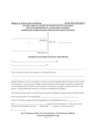 Form CCCH0110 Affidavit of Amounts Due and Owing - Cook County, Illinois
