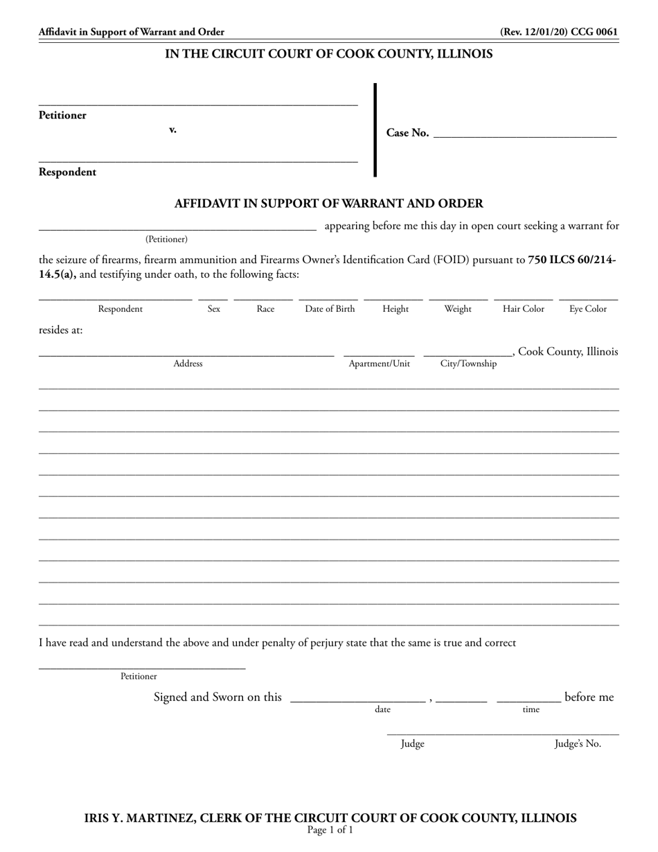 Form CCG0061 Fill Out, Sign Online and Download Fillable PDF, Cook