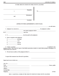 Document preview: Form CCL0024 Affidavit for Garnishment (Non-wage) - Cook County, Illinois