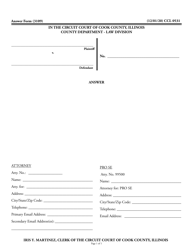 Document preview: Form CCL0531 Answer - Cook County, Illinois