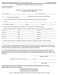 Document preview: Form CCSD0693 Affidavit of Lost, Missing or Stolen Check - Cook County, Illinois