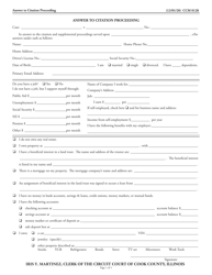 Document preview: Form CCM0128 Answer to Citation Proceeding - Cook County, Illinois