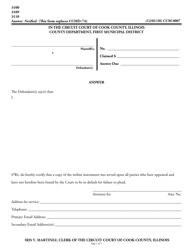 Document preview: Form CCM0007 Answer - Cook County, Illinois