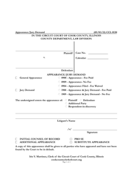Document preview: Form CCL0530 Appearance/Jury Demand - Cook County, Illinois