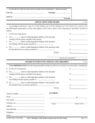 Document preview: Form CCP0337 Application for Award to Surviving Spouse and Children - Cook County, Illinois