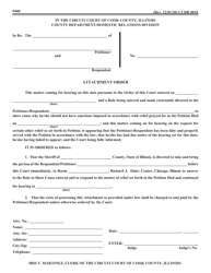 Document preview: Form CCDR0018 Attachment Order - Cook County, Illinois