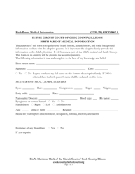 Document preview: Form CCCO0062 Birth Parent Medical Information - Cook County, Illinois