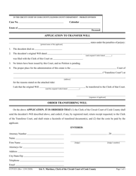 Document preview: Form CCP0331 Application to Transfer Will - Cook County, Illinois