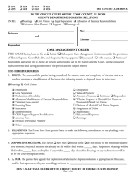 Form CCDR0605 Case Management Order - Cook County, Illinois