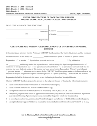 Document preview: Form CCDR0500 Certificate and Motion for Default Prove-Up in Suburban Municipal District - Cook County, Illinois