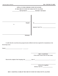 Document preview: Form CCG0093 Certificate and Receipt for Record on Appeal - Cook County, Illinois