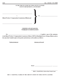 Document preview: Form CCL0038 Certificate of Mailing Worker's Compensation - Cook County, Illinois