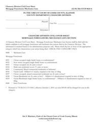 Form CCCH0624 Chancery Division Civil Cover Sheet - Mortgage Foreclosure/Mechanics Lien Section - Cook County, Illinois