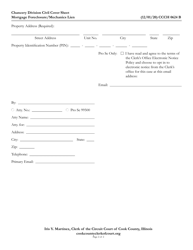 Form CCCH0624 Chancery Division Civil Cover Sheet - Mortgage Foreclosure/Mechanics Lien Section - Cook County, Illinois, Page 2