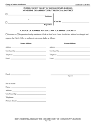 Document preview: Form CCM0041 Change of Address Notification for Pro Se Litigants - Cook County, Illinois