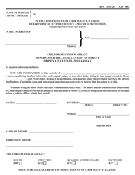 Document preview: Form CCJP0645 Child Protection Warrant Minor Under the Legal Custody of Parent or Private Custodian/Guardian - Cook County, Illinois