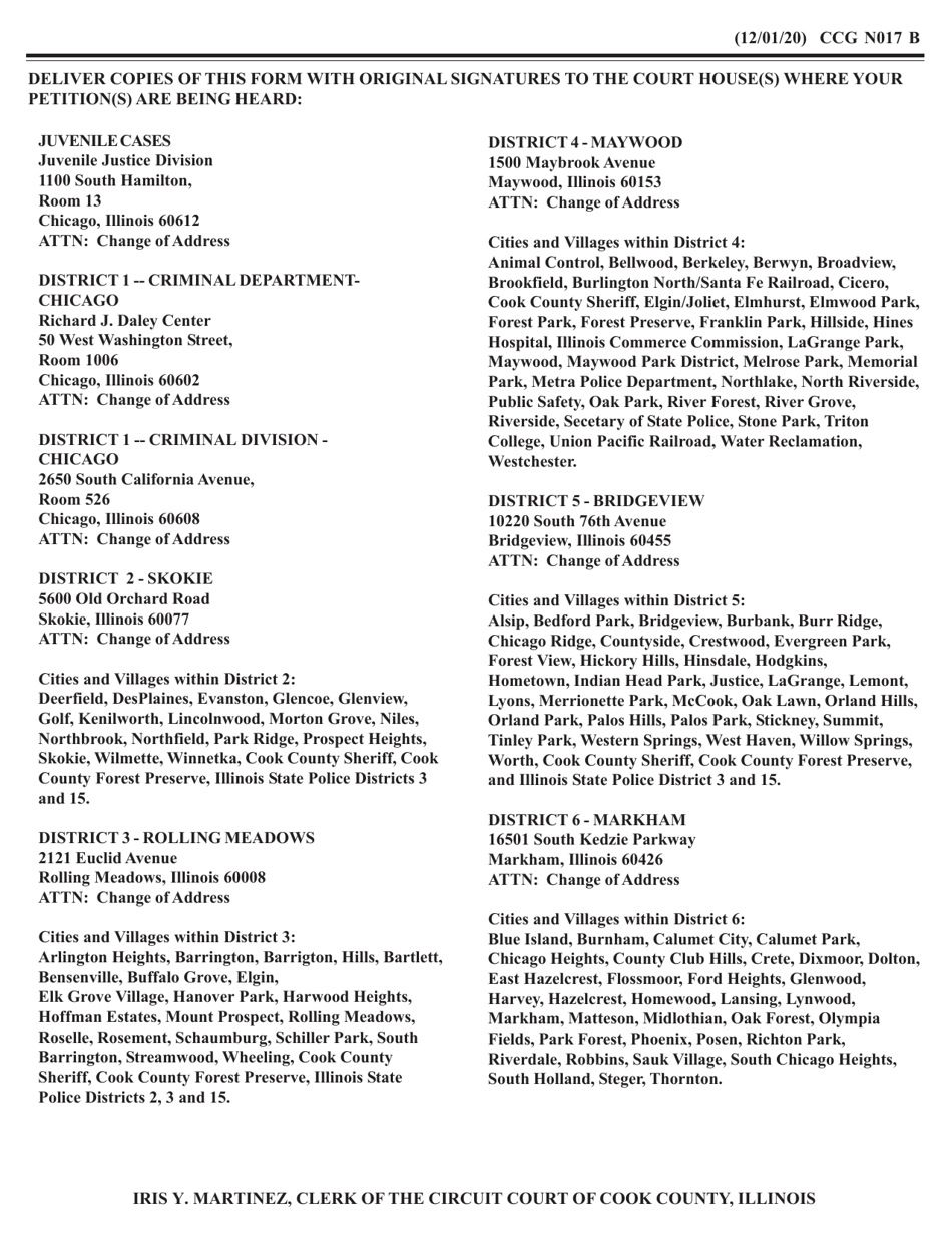 Form CCG0017 Change of Address Notification - Cook County, Illinois, Page 2