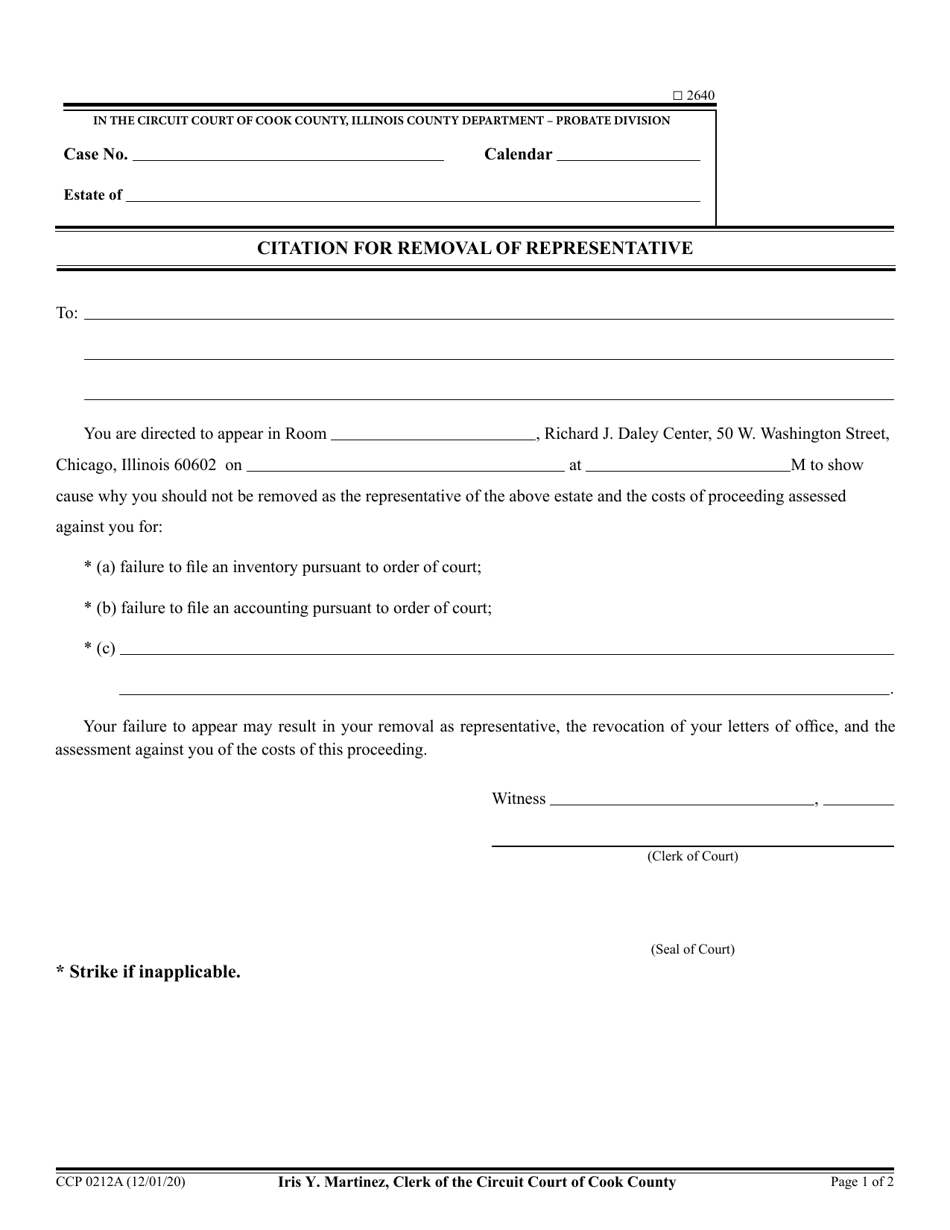 Form Ccp0212 - Fill Out, Sign Online And Download Fillable Pdf, Cook 